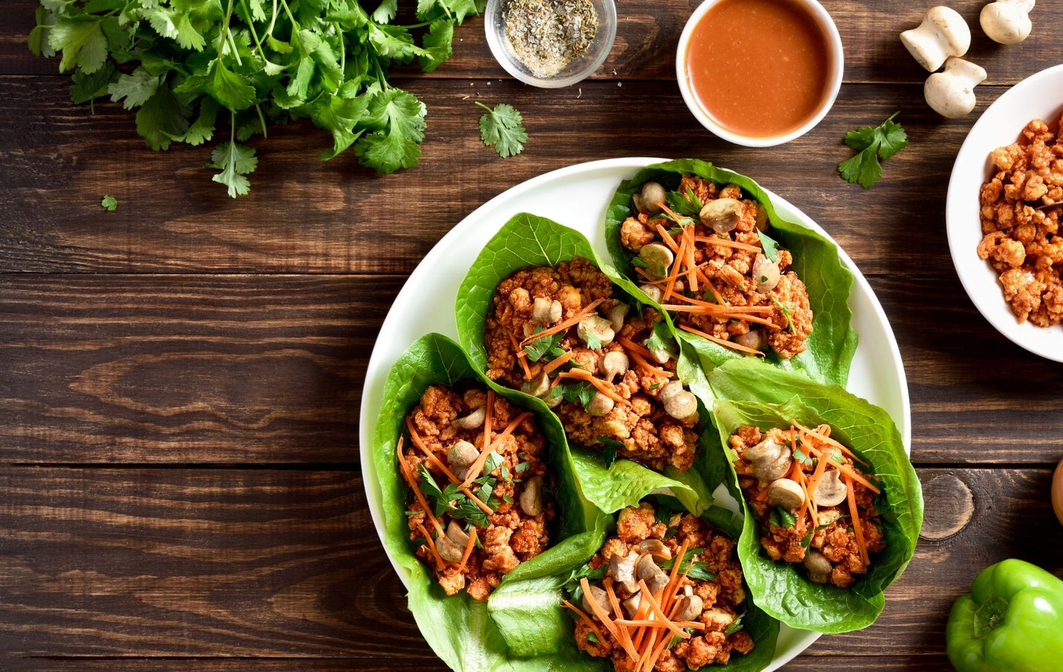 Green Lettuce Wraps With Minced Beef