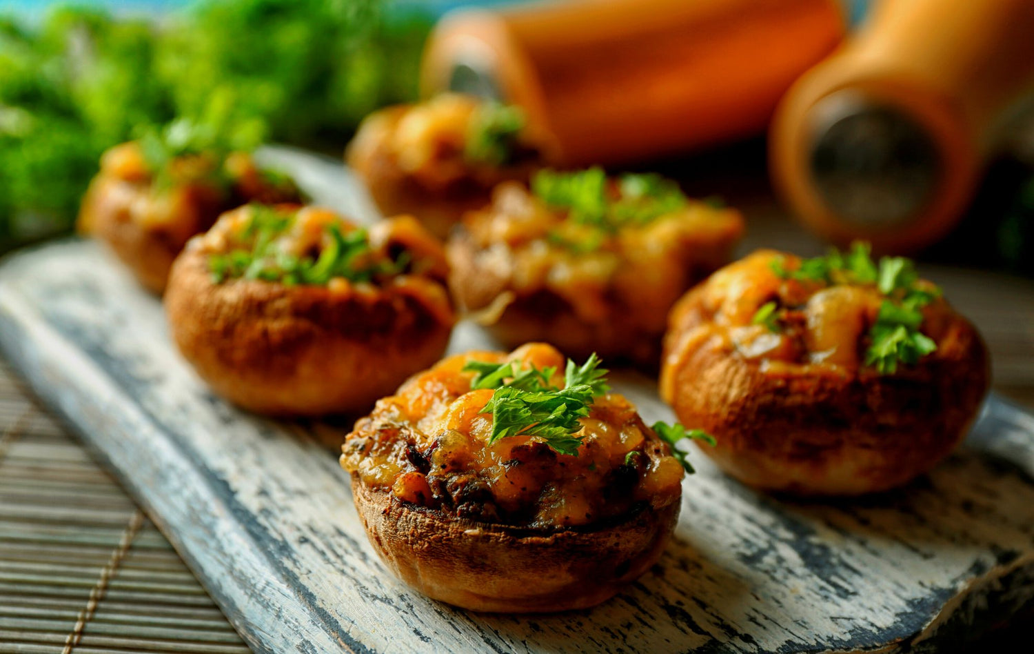 Asparagus & Sweet Potato Mash Stuffed Mushrooms