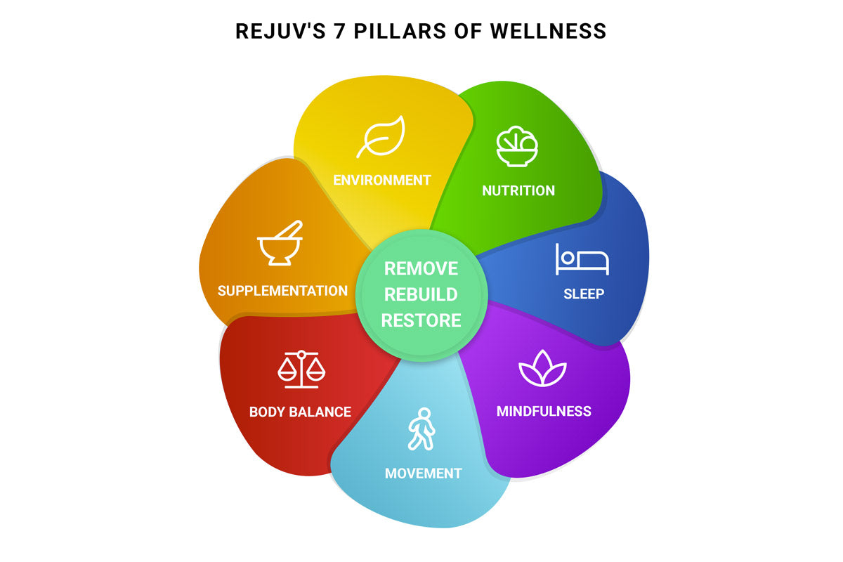Rejuv's Seven pillars of wellness diagram