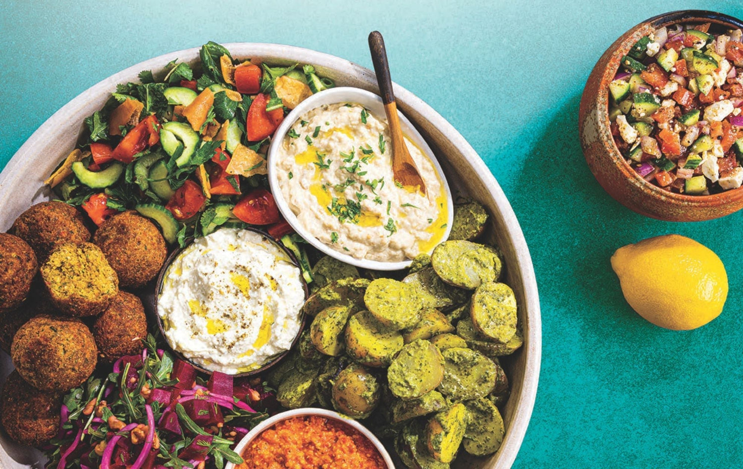 A Nutrient-Packed Mezze Plate using ingredients from Dr Simone's Recipe for Stress Relief